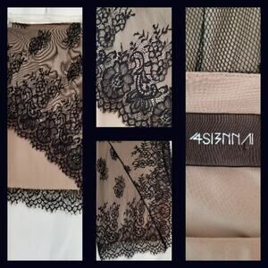 4SI3NNAI Black Lace Beige Skirt Small